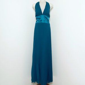 ABS Allen Shwartz Pleated Halter Evening Gown 10